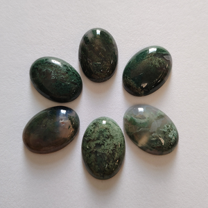 Moss Agate đá hình bầu dục Cabochon 25*18mm flatback đá quý hạt chữa bệnh tinh thể Chakra đá cho vòng Vòng cổ đồ trang sức DIY làm - Product Image 1