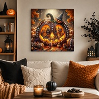 Kit de Peinture Diamant DIY Lumineux Citrouille Halloween, Décoration Murale Maison, Vente Directe Usine, Dropshipping