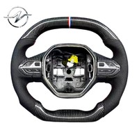 Volante Deportivo Personalizado Tipo D de Fibra de Carbono Forjada y Cuero en Varios Tamaños para Peugeot 206/208/308/408/508/Mk1/Gti YZ
