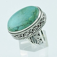Allure royale Turquoise Fait Main En Pierre 925 Bague en Argent Sterling Grossiste Inde
