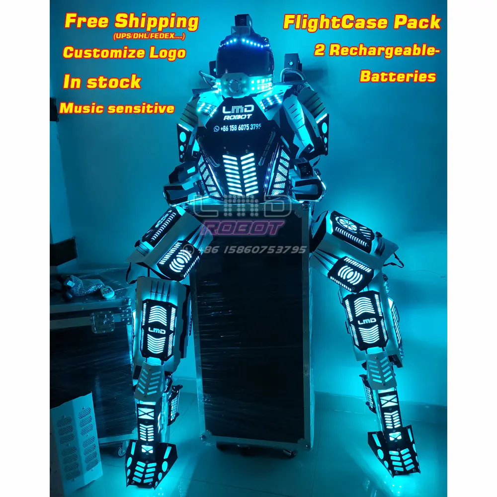 Pengiriman Gratis LMD Mega Stilts Plastik Walker Traje De Robot Kostum Led dengan Baterai Kryoman Alat Peraga Kinerja Acara