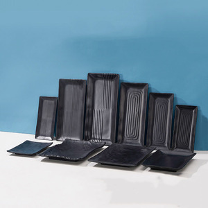 Экологически чистый Меламиновый набор посуды для Корейского барбекю ресторана черный горячий горшок диск прямоугольное круглое блюдо с растительным узором - Product Image 1