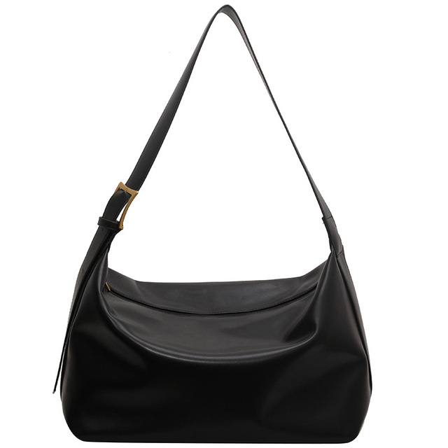 Women Lady Fashion PU Leather Hobo Bag Minimalist Shoulder Handbag Soft Large Capacity Zipper Tote for Daily Work Shopping
