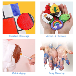 Bán Buôn Nhà Máy Tùy Chỉnh Nghệ Thuật Tranh Nguồn Cung Cấp Kit Không Độc Hại 12 Màu Sắc Với <span class=keywords><strong>2</strong></span> Bàn Chải Cho Trẻ Em Acrylic Sơn Bộ - Product Image 4