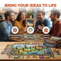 Jeu de société Kickstarter personnalisé, cartes imprimées OEM, pions de jeu, jetons personnalisés, dés gravés, miniatures en plastique, personnalisation complète