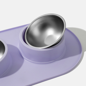 Double New Design Eco-friendly Foldable Silicone Sublimation No Spill Feeding Drinking Food Water <b>Elevated</b> Dog Cat Stainless - Product Image 3
