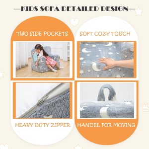 Canapé pour enfants, chaise pliante en peluche avec accoudoirs pour enfants de 2 à 4 ans, siège en tissu doux et mousse à haute élasticité - Product Image 4