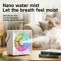 Ventilateur humidificateur silencieux de bureau avec lumière LED réglable, batterie rechargeable, USB, utilisation extérieure, brumisateur personnel, veilleuse pour chambre à coucher