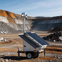Lampadaire solaire sur remorque adapté aux chantiers de construction et aux lieux extérieurs, compatible avec la charge solaire