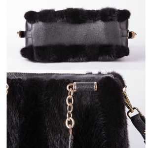 Borsa 100% di lusso di marca in vera pelliccia di visone per donne alla moda <span class=keywords><strong>borse</strong></span> a tracolla in pelliccia di visone nera - Product Image 5