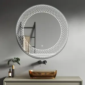 Miroir led rond pour salle de bain miroir lumineux à led interrupteur à capteur tactile miroir led de maquillage