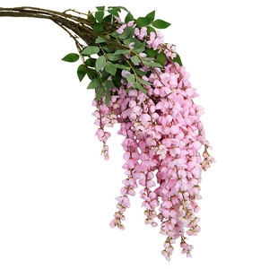 Bouquet de fleurs artificielles de glycine à 6 branches en soie pour décoration de plafond de mariage, mur de hall d'hôtel - Product Image 4