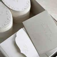 Invitations de mariage personnalisables imprimées en gravure en relief, cartes de vœux en papier coton, logo/design personnalisé, style européen haut de gamme