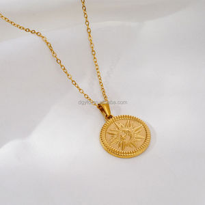Collares con Colgante de Moneda Celestial de Acero Inoxidable, Estilo Vintage, Medallón Redondo en Relieve, Amuleto de Astrología, Sol, <span class=keywords><strong>Luna</strong></span> y Estrella, Joyería - Product Image 2
