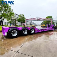 Semirremolque de plataforma baja hidráulica de 80 toneladas y 3 ejes, remolque de plataforma baja de acero de alta resistencia para transporte de madera y troncos