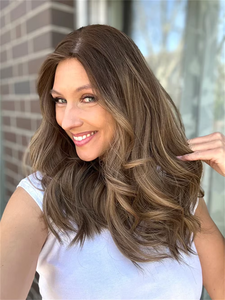 Perruque 100% Cheveux Humains Vierges Européens pour Femmes, Lace Frontale, Raie Libre, Racines Foncées, Mèches Blondes Naturelles, 13x4 - Product Image 4