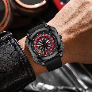 นาฬิกาควอตซ์ธุรกิจผู้ชาย สายซิลิโคน ตัวเรือนโลหะผสม หน้าปัดสี่เหลี่ยม นาฬิกาผู้ชายสีแดงคาสิโน โป๊กเกอร์ รูเล็ต - Product Image 3