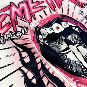 เสื้อยืดผู้ชายคอกลมประดับพลอยเทียมทรงหลวมโอเวอร์ไซส์ดีไซน์เนอร์เสื้อครอปแฟชั่นฤดูร้อน - Product Image 5