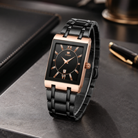 Reloj de Pulsera Rectangular de Acero Inoxidable para Hombre, Casual, con Calendario, Cuarzo, Resistente al Agua, Caja de 10 mm, Resistente al Agua hasta 30 m, Esfera con Agujas de 41 mm