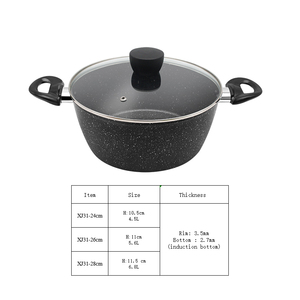 Olla de doble asa con revestimiento de mármol de 24 cm, aleación de aluminio, solo lavar a mano, mayor resistencia a la abrasión, antiadherente - Product Image 4