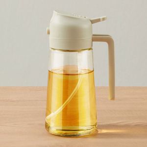 Botella de aceite de vidrio transparente de doble uso con boquilla de alta presión y diseño de pulverización a presión, apta para uso doméstico en la cocina, segura para alimentos y fiestas. - Product Image 2