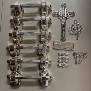 Maniglie in plastica per decorazioni funerarie F-H9005, set di maniglie a croce con fiori RIP per bare in legno, <span class=keywords><strong>dimensioni</strong></span> per bara in legno - Product Image 2