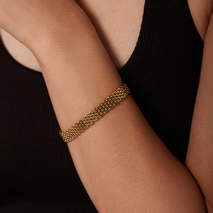 Pulsera de Acero Inoxidable Chapada en Oro de 18K Estilo Retro Francés para Mujer, Joyería con Baño de Oro al Vacío que No se Desvanece - Product Image 4