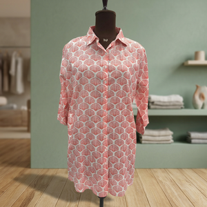 <b>Women</b>’s Printed Cotton Shirt <b>Dress</b> – Casual Loose Fit Midi <b>Dress</b> With Back Detailing - Product Image 2