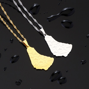 Mapa de la <span class=keywords><strong>Isla</strong></span> de Barbados con Nombres de Ciudades, Diseño en Acero Inoxidable Chapado en Oro para Bodas, Fiestas y Aniversarios - Product Image 3
