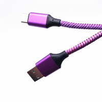 Cable USB trenzado de nailon 2.4A de carga rápida 30/28/26Awg tipo C a USB a Cable de datos de teléfono móvil de 2m para impresora escáner de código de barras