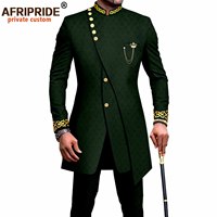 Baju Tradisional Pria Afrika Katun Grosir 2 Potong Set Lengan Panjang Katun Batik Setelan Pria Muslim