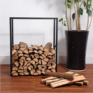 Support de bois autoportant extérieur/intérieur de 30 pouces, support de stockage de bûches de bois de chauffage en métal enduit de poudre noire - Product Image 5