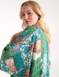 Femmes 2024 Printemps Nouvelle Mode Tops <span class=keywords><strong>Chic</strong></span> Tops Patchwork Flower Printing Blouses Vintage Long Sleeve Female Shirts Blusas Blouses - Product Image 3