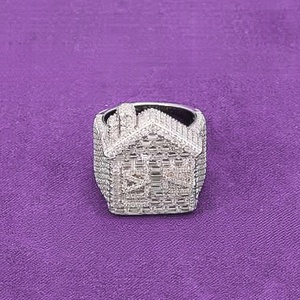 Anello da <span class=keywords><strong>Uomo</strong></span> Stile Hip Hop Cluster Trap House Bling con Moissanite VVS Colore D in Argento Sterling <span class=keywords><strong>925</strong></span>, Supera il Test per Diamanti, con Certificato GRA - Product Image 5