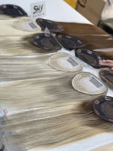 ขายส่งพร้อมส่งท็อปเปอร์ฐานผ้าไหมมนุษย์ธรรมชาติผมยาวสําหรับผู้หญิง 16 นิ้วตรงไม่มีกาวในสต็อก - Product Image 4