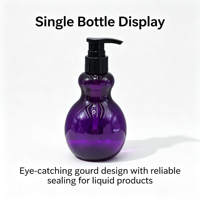 Bouteille en plastique PET personnalisée en forme de gourde 220 ml pour shampoing, gel douche, nettoyant visage, lotion, modèle S-0302