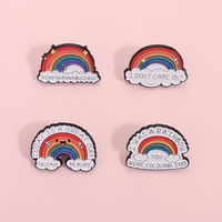 Wish New Personality Cute Rainbow Series Broche grabado de metal Dibujos animados creativos Humorístico Satirical Citas en inglés