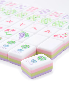 Tuiles de <span class=keywords><strong>Mahjong</strong></span> Américain en Acrylique 160 pièces, surface lisse, blanc minimaliste, motif plante de maison lilas, pour jeu de société - Product Image 3