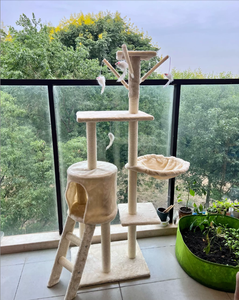 Modern <b>Cat</b> <b>Tree</b> 4 Levels Sisal Material Paw Print Design Durable Indoor <b>Cat</b> Climbing Frame with <b>Scratching</b> Posts and Perches - Product Image 5
