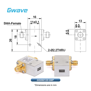 Isolateur avec isolation de 20 dB de 6 GHz à 12 GHz, 10 Watts et connecteur SMA femelle GIS060120-SMF - Product Image 1