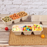 Contenants alimentaires jetables de 16 oz à 3 compartiments en bagasse de canne à sucre pour salades et repas, boîtes bento