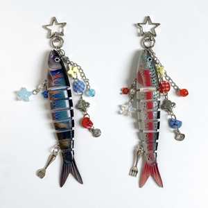 Fish Keychain Bionic Fish Bait Bait Keychain Ocean Small Fish Multi Section Charms <b>Accessories</b> Bag <b>Key</b> Chain Father's Day Gift - Product Image 1