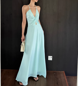 sachin and babi light blue dress Embroidery V Neck Wholesale Chiffon Evening Dress With Sleeveless main image 1