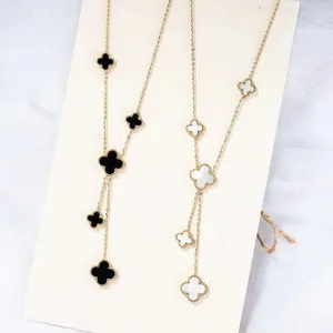 New arrival korean jewelry Stainless steel four-leaf clover double shell necklace choker necklace accessories jewelry