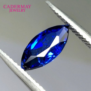 CADERMAY JEWELRY Marquise Cut Royal Blue Sapphire 5x10mm To 10x20mm Lab Grown For Jewelry Making - Product Image 1