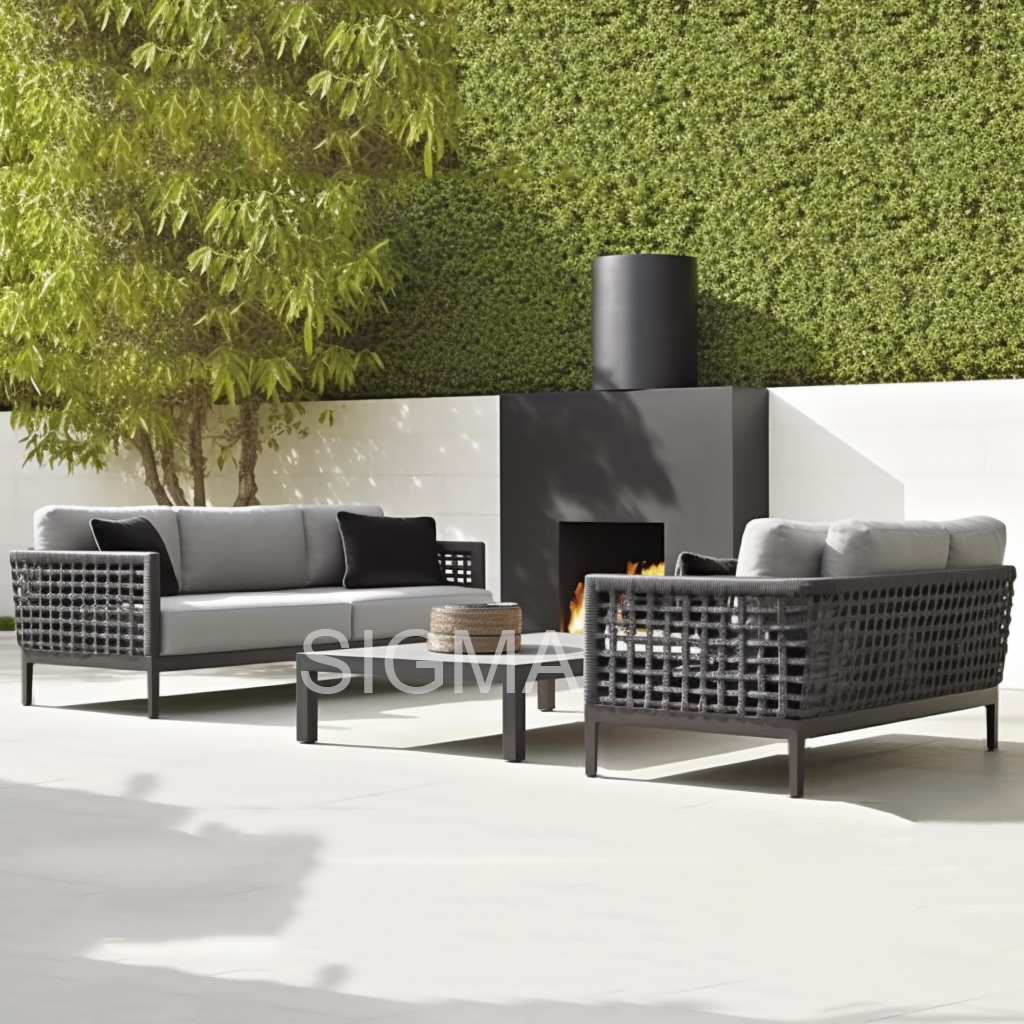 Sigma Furniture Metal Weaving Rope Outdoor Sofa Aluminum Garden Garden Lounge Set