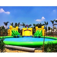 Parc aquatique gonflable avec toboggan, grande taille, parc aquatique