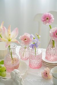 Vases à bourgeons en verre Ensemble de 30 Vases à bourgeons roses en vrac Mini bouteilles décoratives vintage Pièce maîtresse florale moderne pour mariage de fleurs - Product Image 5