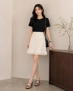 กระโปรงผู้หญิงเอวสูงสุดชิคพร้อมชายระบายสำหรับออกเดทช่วงบุนช์ - Product Image 4