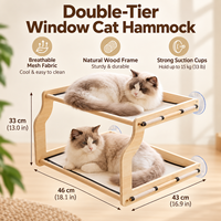 Perchoir pour chat en bois à double niveau avec hamacs en maille et fixation par ventouses, conception personnalisée OEM ODM